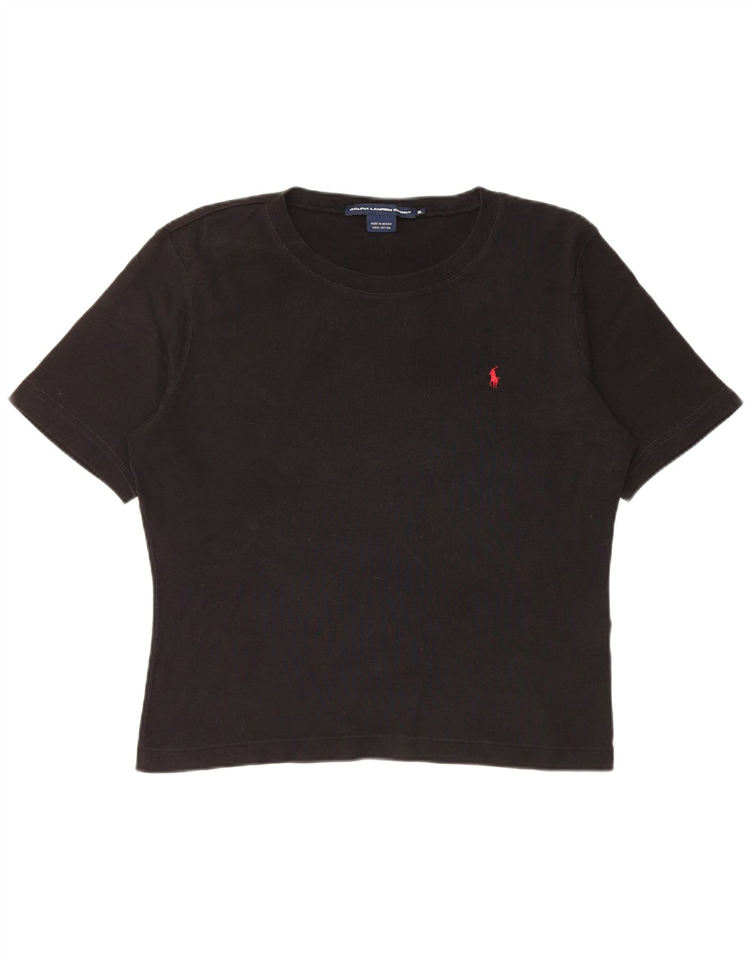 RALPH LAUREN Tricou Crop Top pentru femei UK 18 XL Bumbac negru