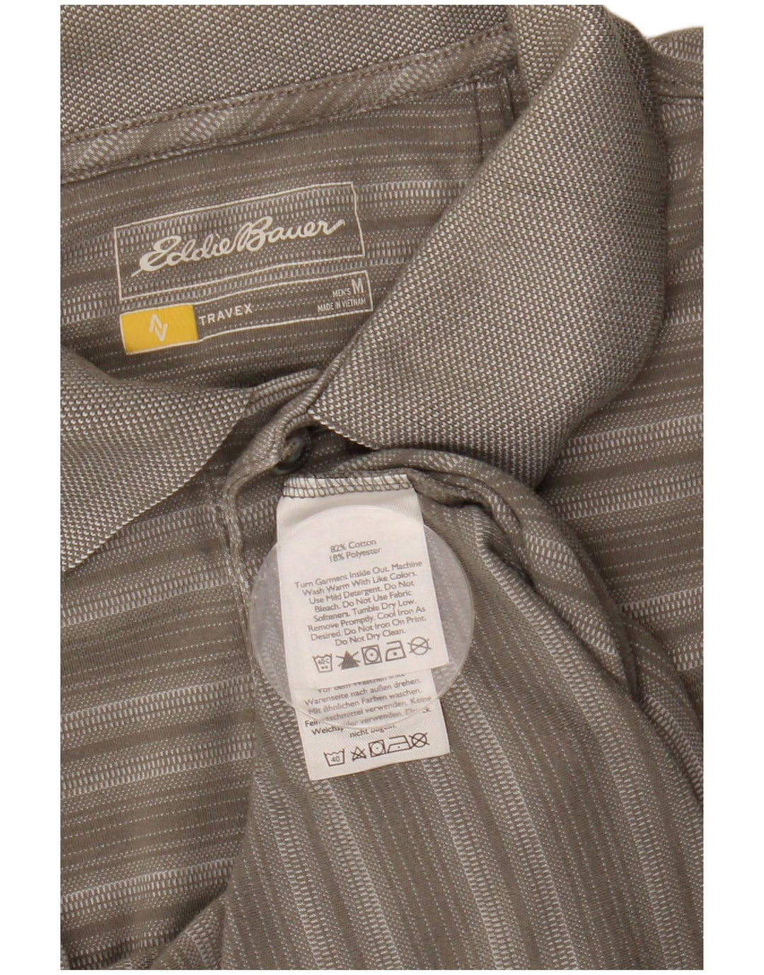 EDDIE BAUER Tricou polo pentru bărbați, bumbac cu dungi gri mediu