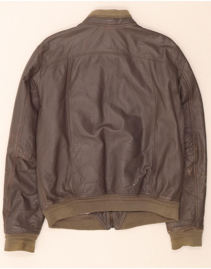 VINTAGE Womens Leather Jacket UK 18 XL Grey Leather Vintage Vintage and Second-Hand Vintage from Messina Hembry 