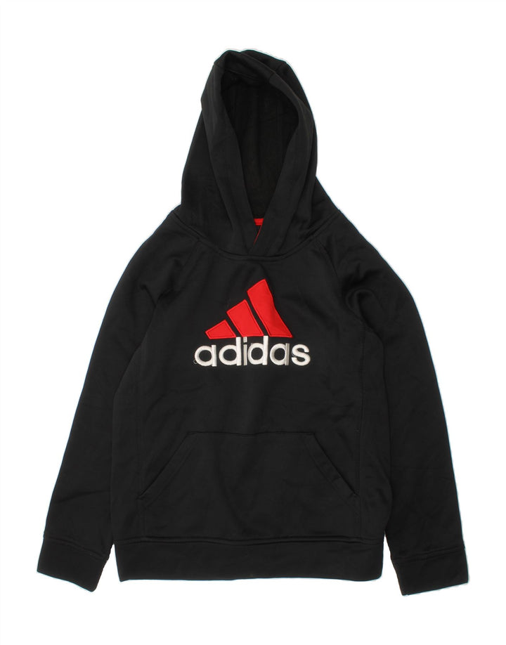 ADIDAS Boys Graphic Hoodie Jumper 10-11 Years Medium  Black Polyester Vintage Adidas and Second-Hand Adidas from Messina Hembry 