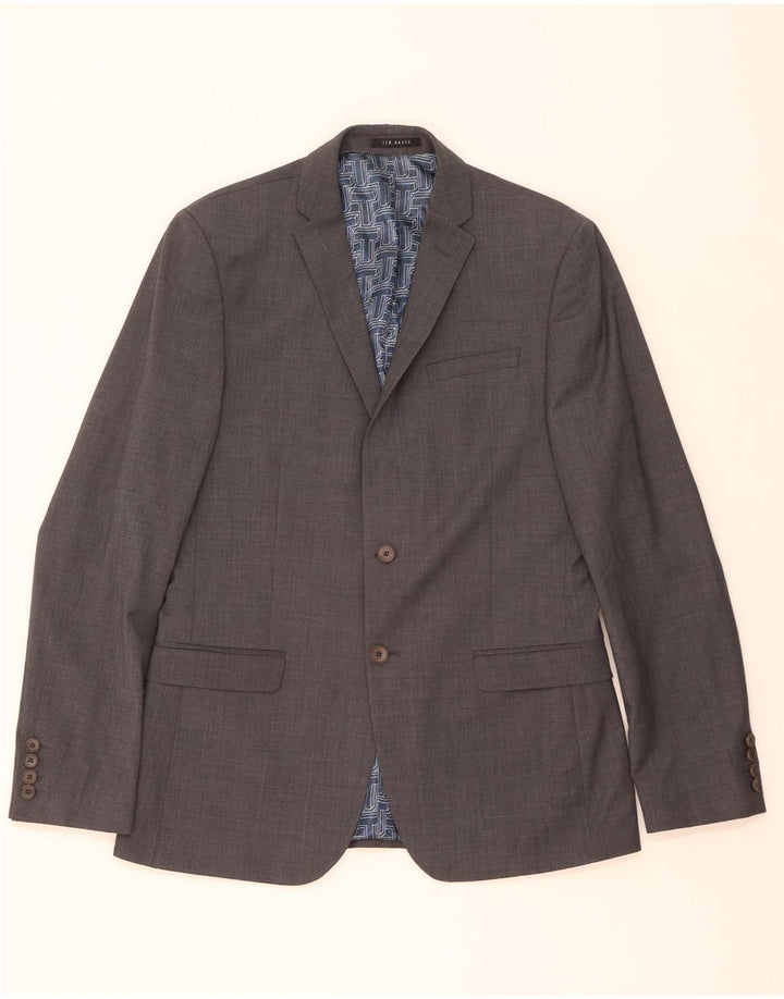 Jachetă pentru bărbați TED BAKER, cu 2 nasturi, slim fit, UK 40, lână mare, gri