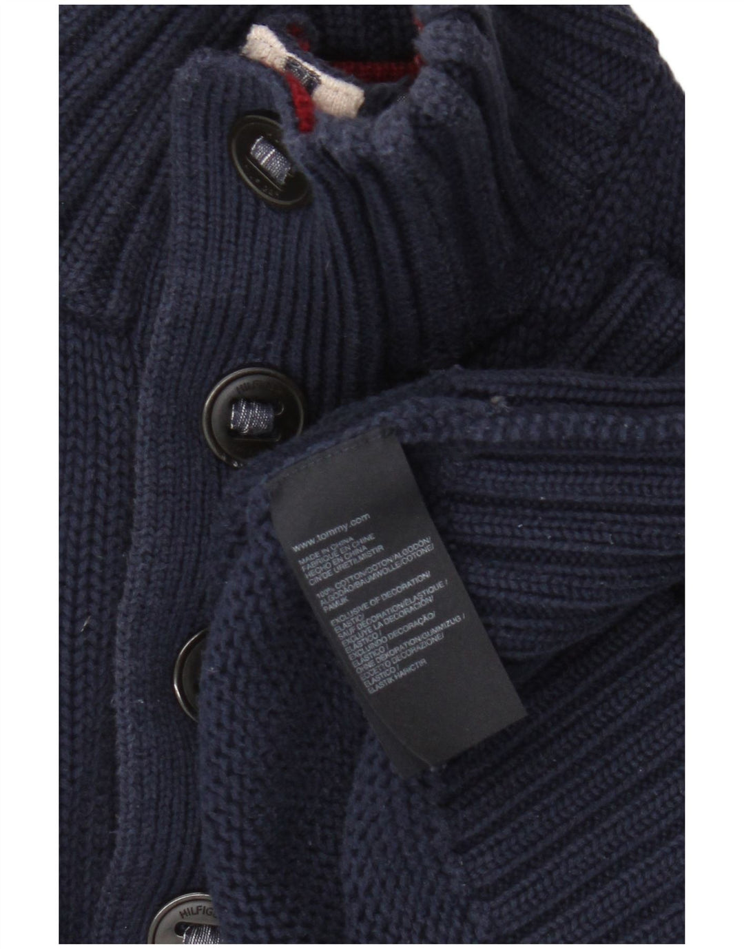 Pulover Tommy Hilfiger pentru bărbați, cu gât cu nasturi, bumbac mediu albastru bleumarin