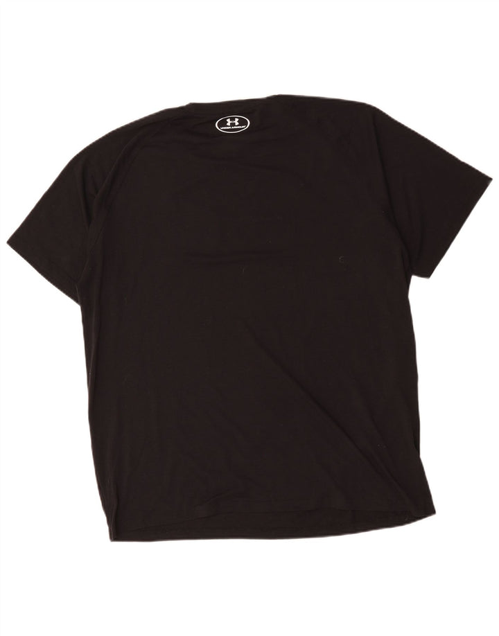 Tricou grafic Under Armour pentru bărbați Heat Gear Top mare din poliester negru