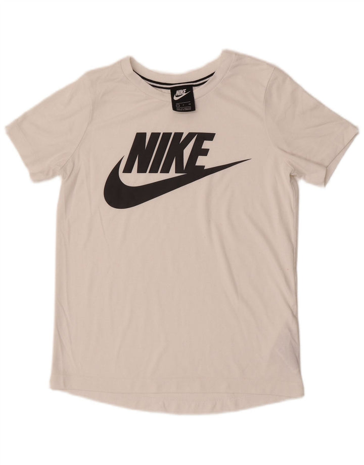Tricou grafic Nike pentru femei Top UK 10 Small Poliester alb