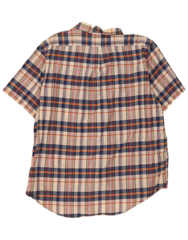 Cămașă cu mânecă scurtă pentru bărbați Ralph Lauren 2XL, bumbac cu carouri bej