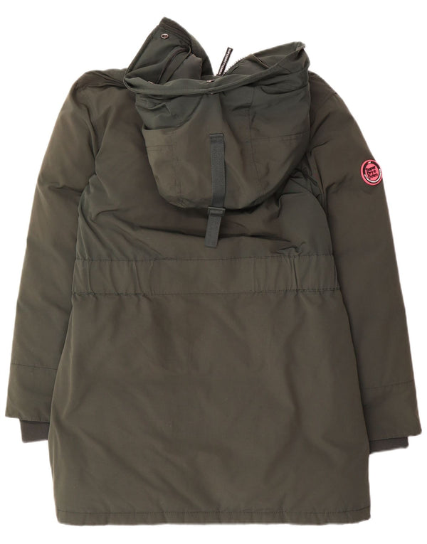 Palton căptușit cu glugă Superdry pentru femei UK 10, nailon verde mic