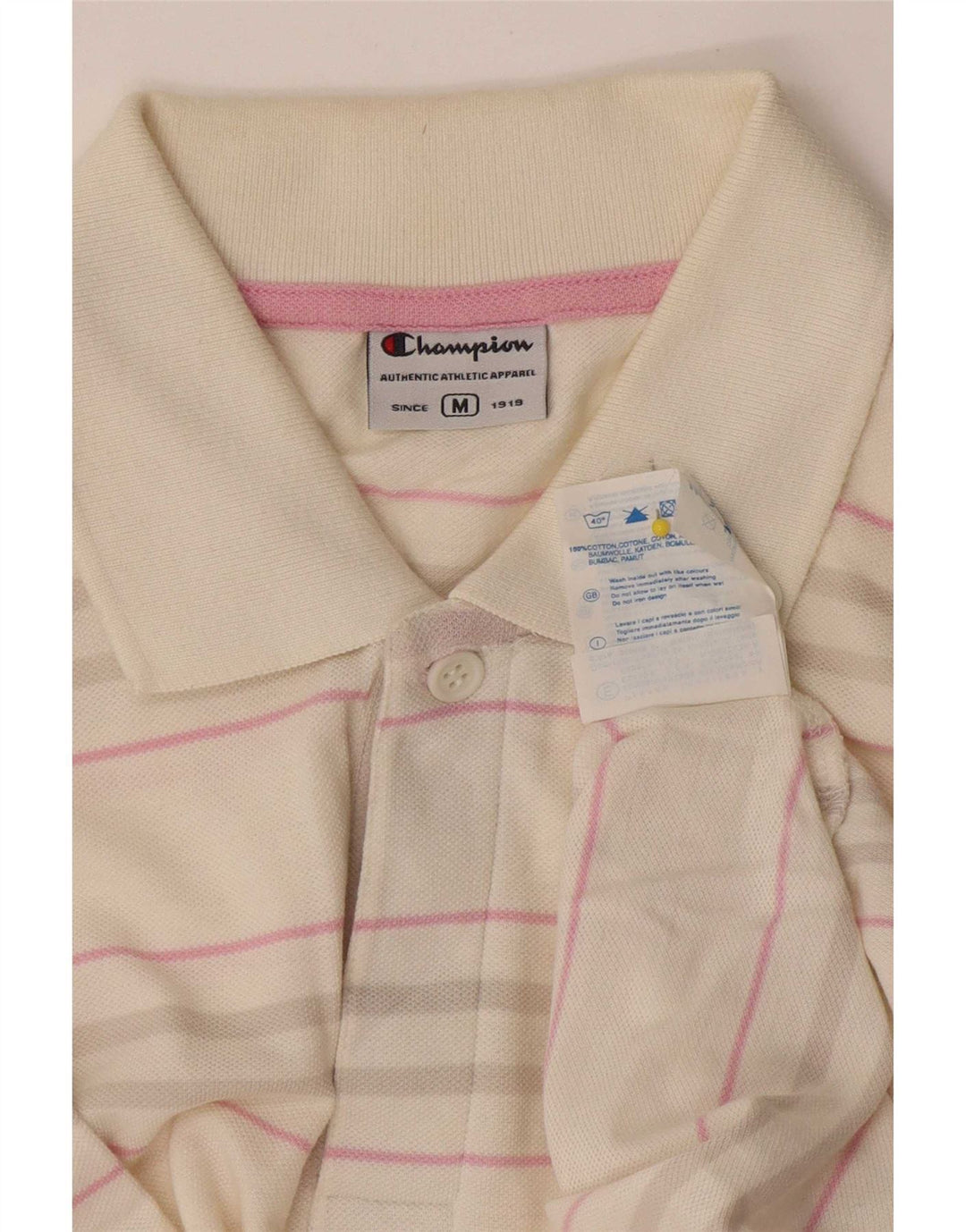 Tricou polo Champion pentru bărbați, bumbac cu dungi albe medii