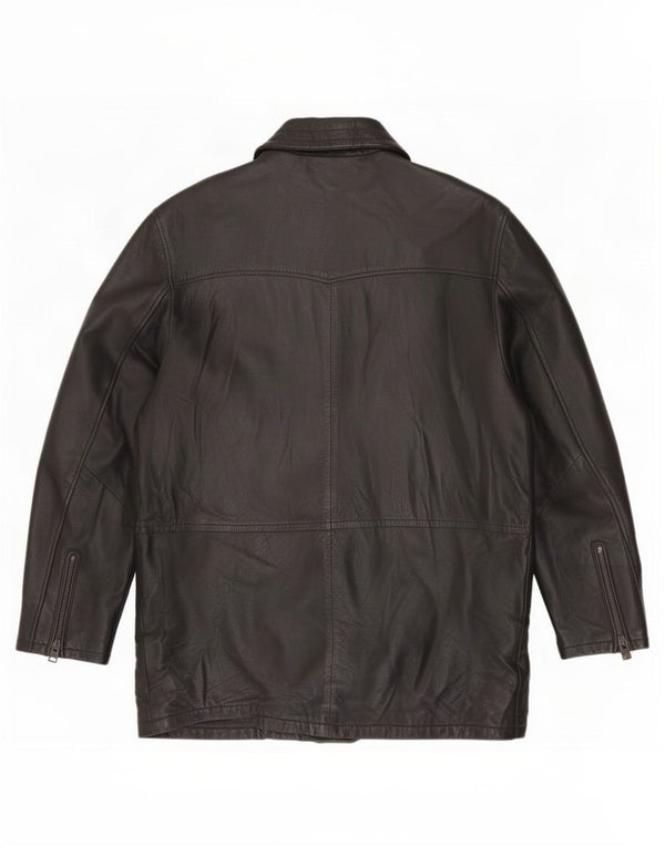 Salvatore Lepore Mens Leather Coat IT 52 XL Black