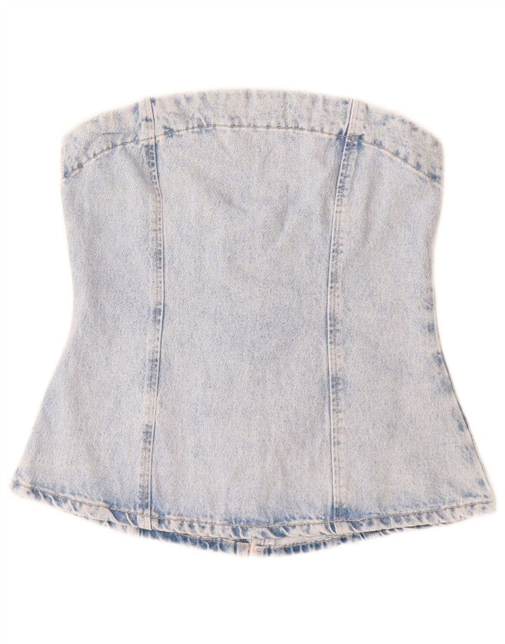 Top corset din denim pentru femei Zara UK 8 Small Blue Bumbac