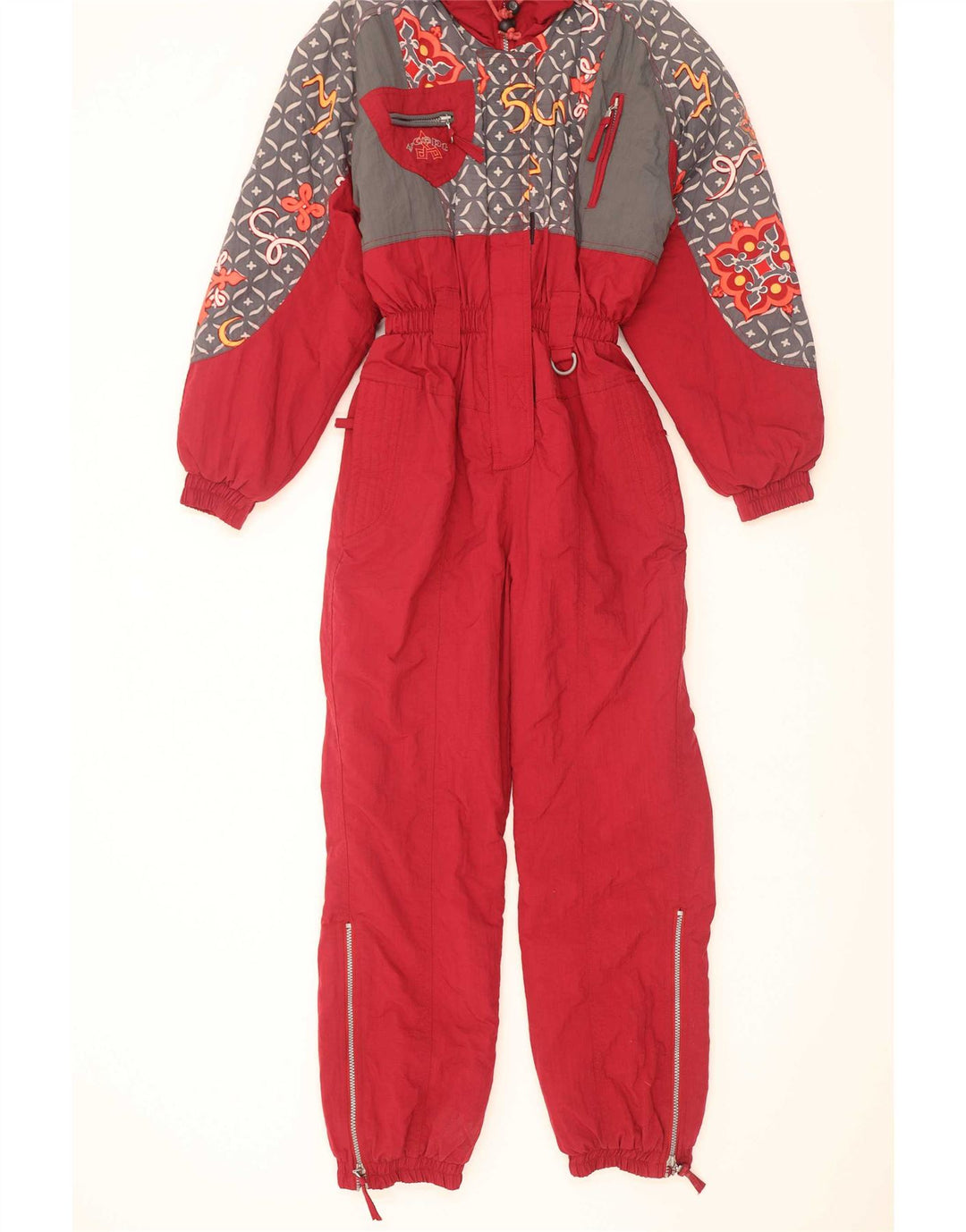 Salopetă de schi X-Cape pentru femei UK 10 Small Red Geometric Nylon