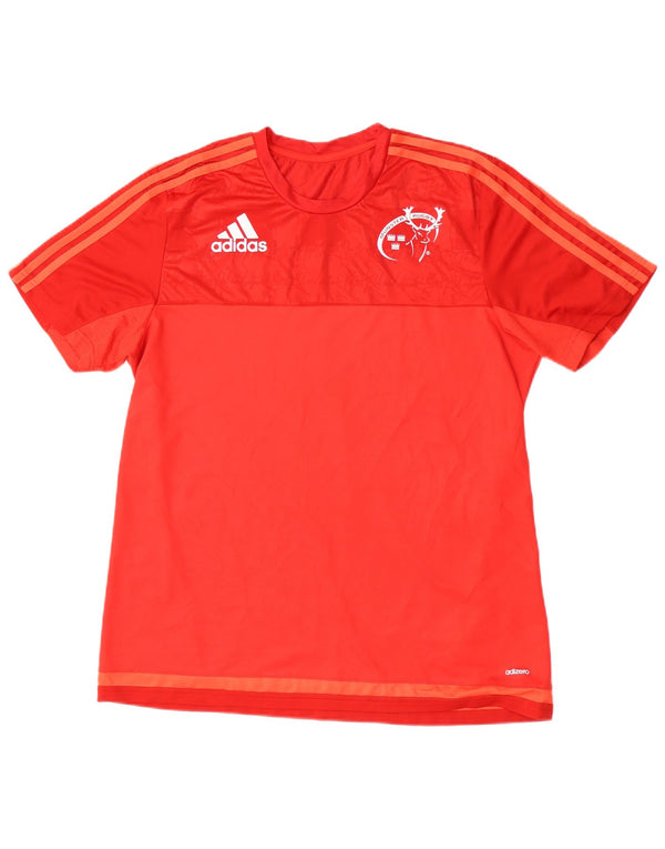 Adidas Mens Munster Rugby Graphic T-Shirt Top XL Red Colourblock Polyester