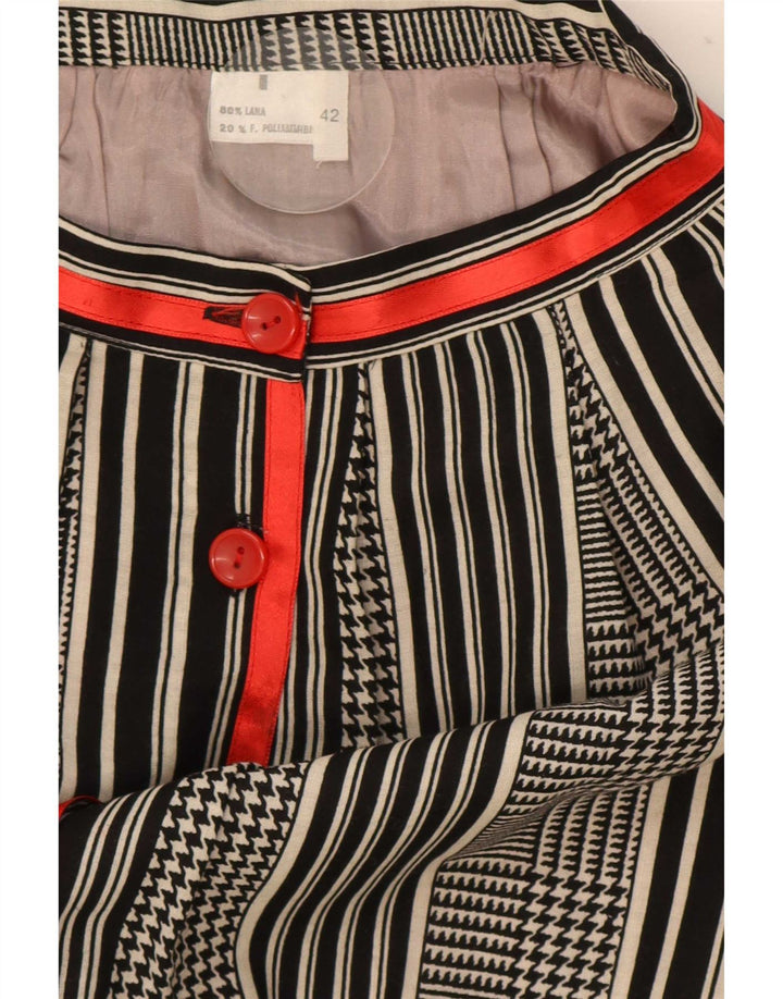 Fustă A-Line Vintage pentru Femei IT 42 Medium W25 Lână cu picior de gală neagră