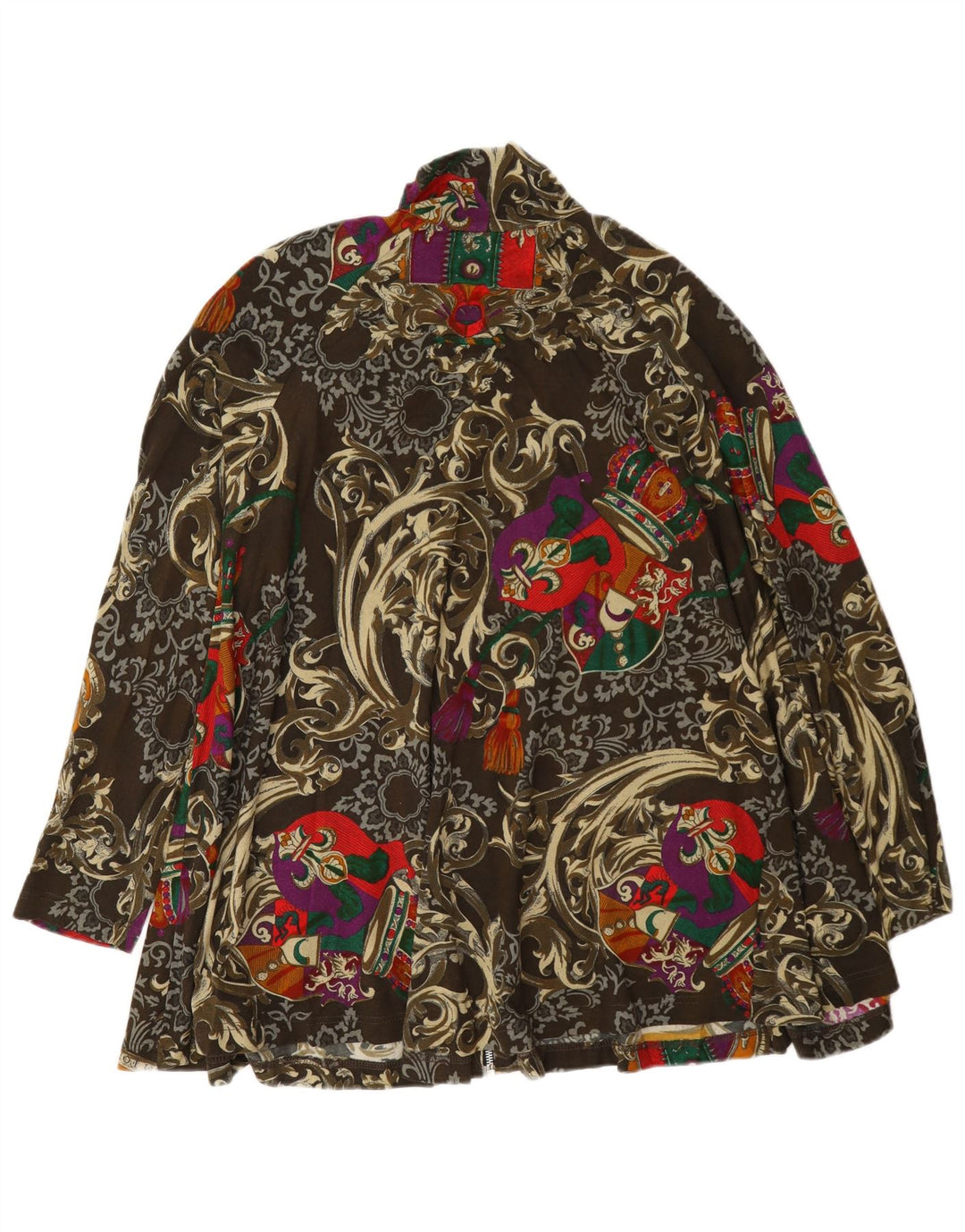 Palton supradimensionat vintage pentru femei UK 14, bumbac Paisley multicolor mediu
