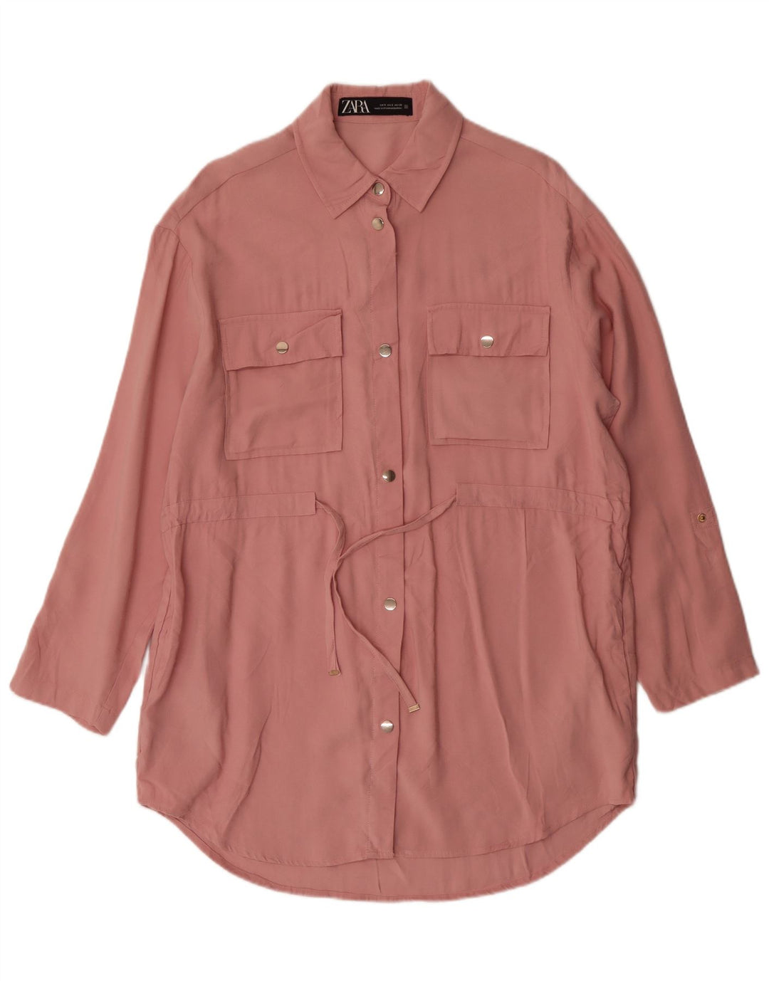 Rochie cămașă supradimensionată pentru femei Zara UK 10 mic, roz, viscoză