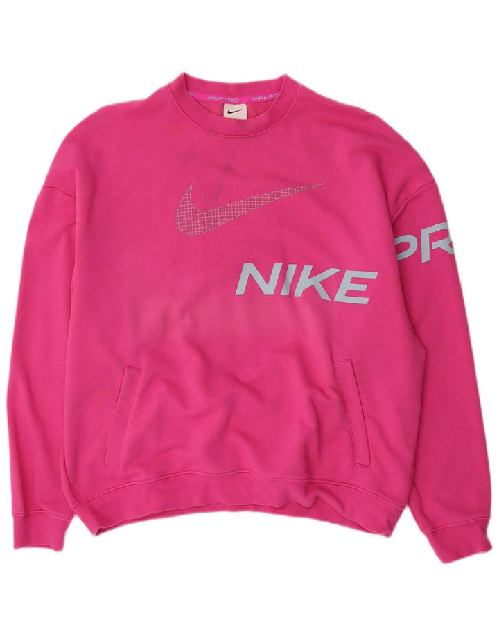 Pulover supradimensionat cu grafic Nike pentru femei UK 14, bumbac roz mediu
