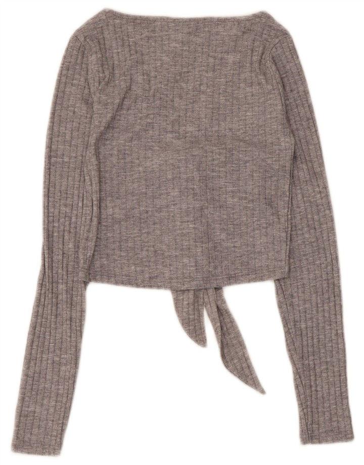 Topshop Crop Top cu mânecă lungă pentru femei UK 6 XS Poliester gri