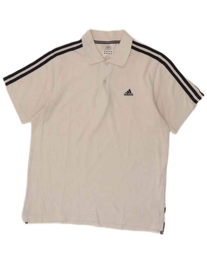 Tricou polo Adidas pentru bărbați, bumbac alb mediu