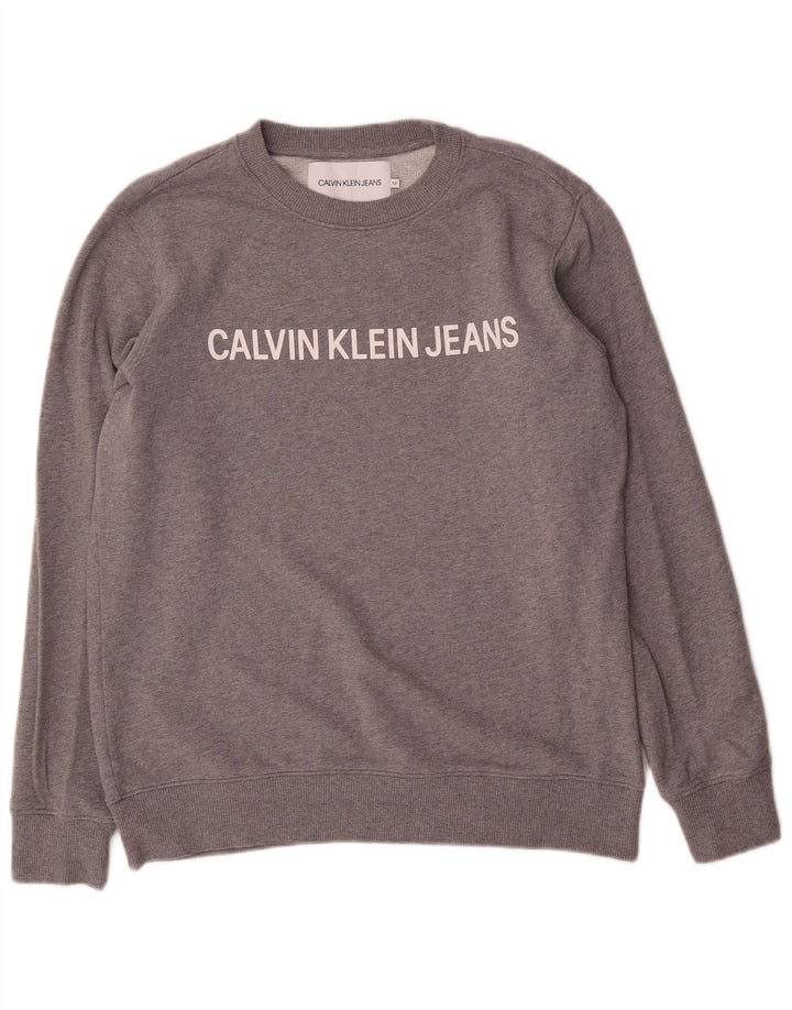 Hanorac grafic pentru bărbați Calvin Klein Jeans, pulat, gri mediu