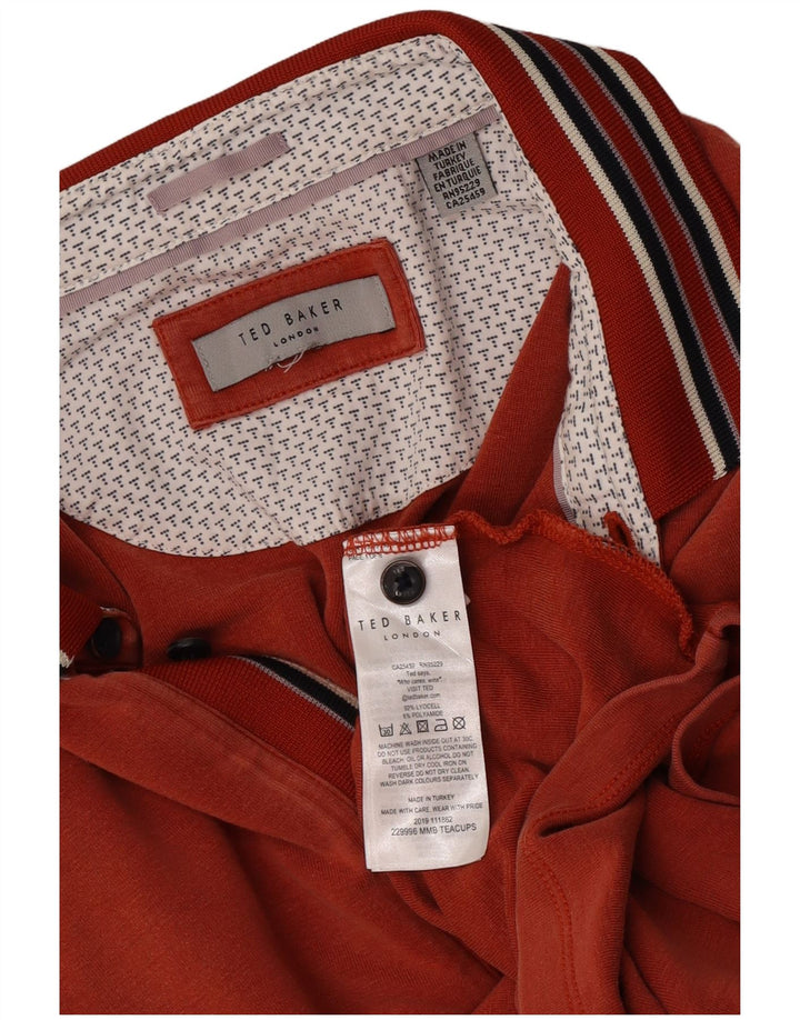 Tricou polo pentru bărbați Ted Baker XL Orange cu dungi Lyocell