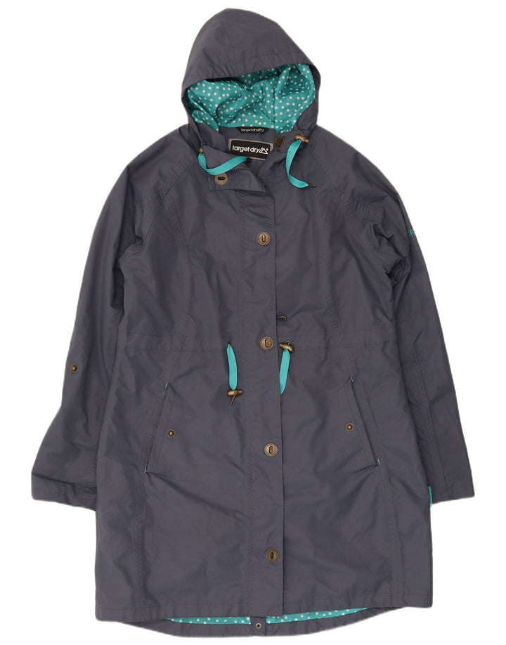 TARGET DRY Womens Hooded Raincoat UK 14 Medium Navy Blue Polyester