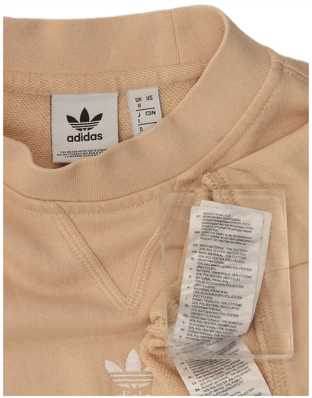 ADIDAS Womens Oversized Sweatshirt Jumper UK 8 Small Beige Cotton