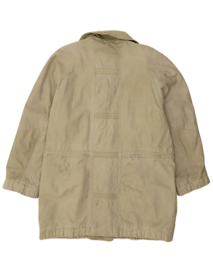 Palton supradimensionat din piele vintage pentru femei EU 44 XL din piele verde