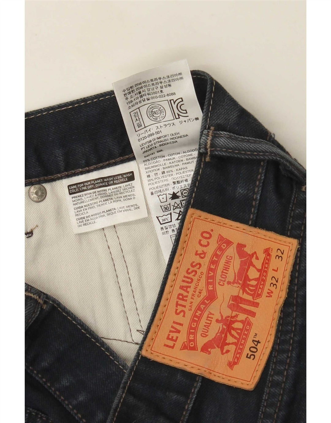 Blugi drepti pentru bărbați Levi's 504 W32 L32 bumbac bleumarin