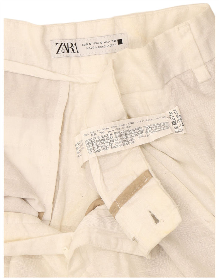 Pantaloni scurți chino pentru femei Zara mici W30, in alb