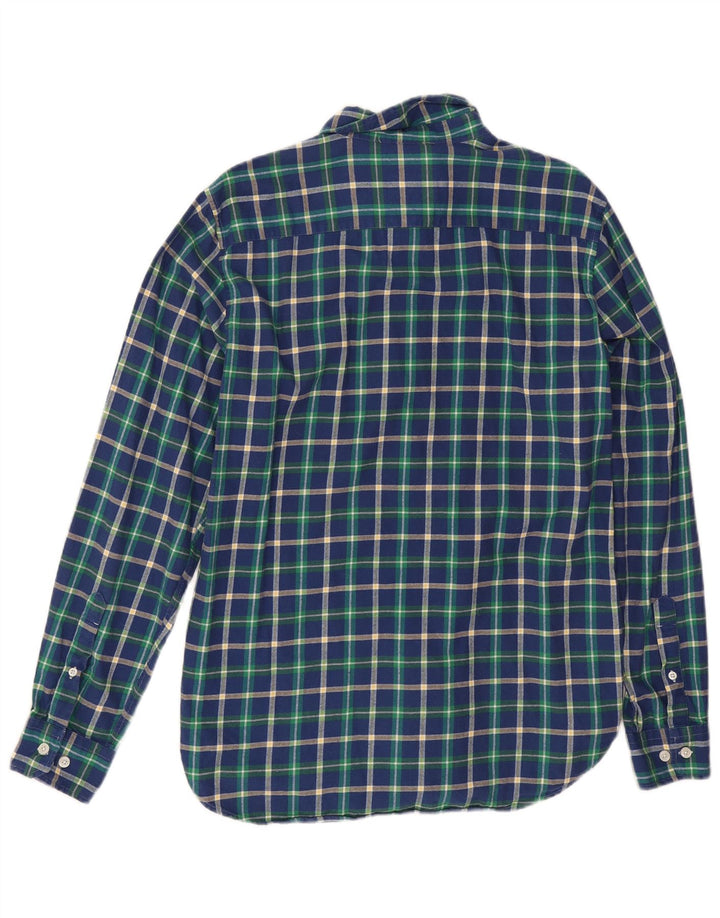 Crew Clothing Cămașă de flanel pentru bărbați slim fit, bumbac cu carouri albastru bleumarin mediu