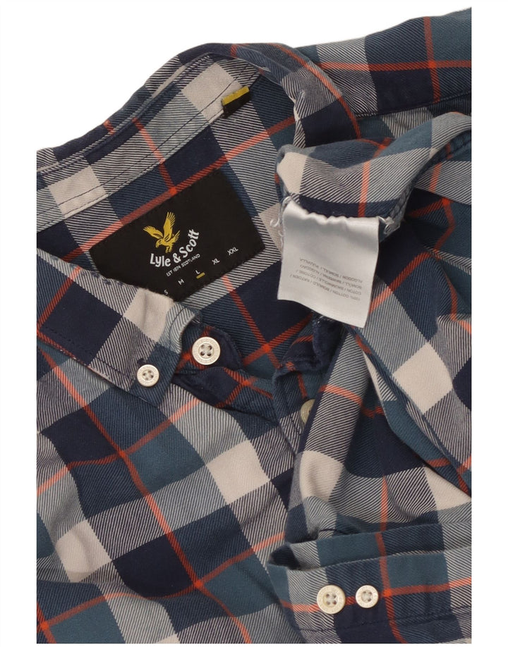 Cămașă pentru bărbați Lyle & Scott, mare din bumbac cu carouri bleumarin