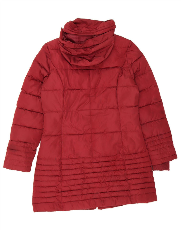 ELLE Womens Hooded Padded Coat UK 12 Medium Red Polyester Vintage Elle and Second-Hand Elle from Messina Hembry 