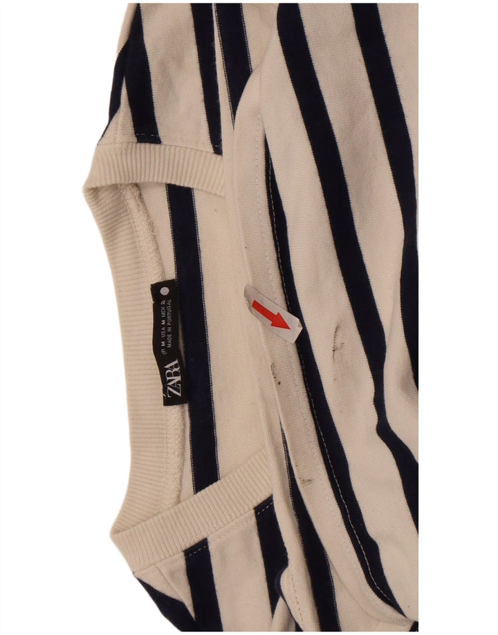Top pentru femei Zara cu mânecă lungă UK 12 Medium White Striped