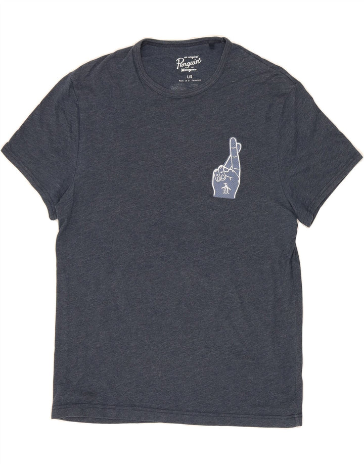 PENGUIN Mens Graphic T-Shirt Top Large Blue Vintage Penguin and Second-Hand Penguin from Messina Hembry 