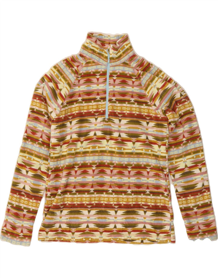 EDDIE BAUER Womens Fleece Jumper UK 10 Small Multicoloured Geometric Vintage Eddie Bauer and Second-Hand Eddie Bauer from Messina Hembry 