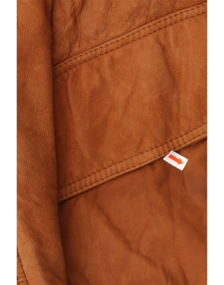 Jachetă din piele pentru bărbați VINTAGE cu glugă EU 54 2XL din piele maro
