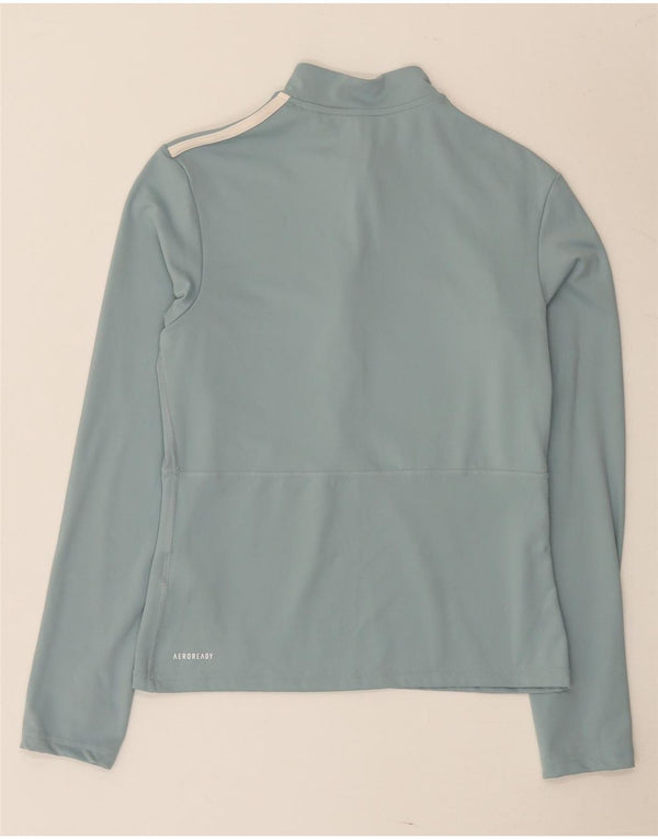 Top de trening Adidas Aeroready Zip Neck Pullover pentru femei UK 16/18 Large Blue