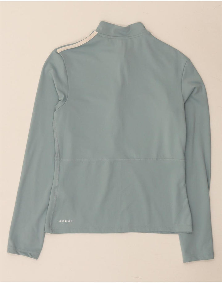 Top de trening Adidas Aeroready Zip Neck Pullover pentru femei UK 16/18 Large Blue