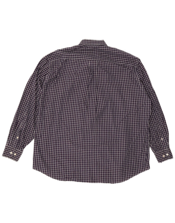 Cămașă pentru bărbați Nautica Classic Fit Mărimea 18 2XL Bumbac cu carouri bleumarin