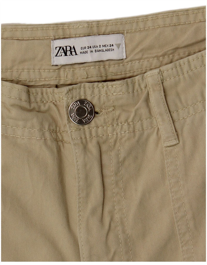 Pantaloni cargo drepti pentru femei cu talie înaltă ZARA EU 34 2XS W24 L31 verde