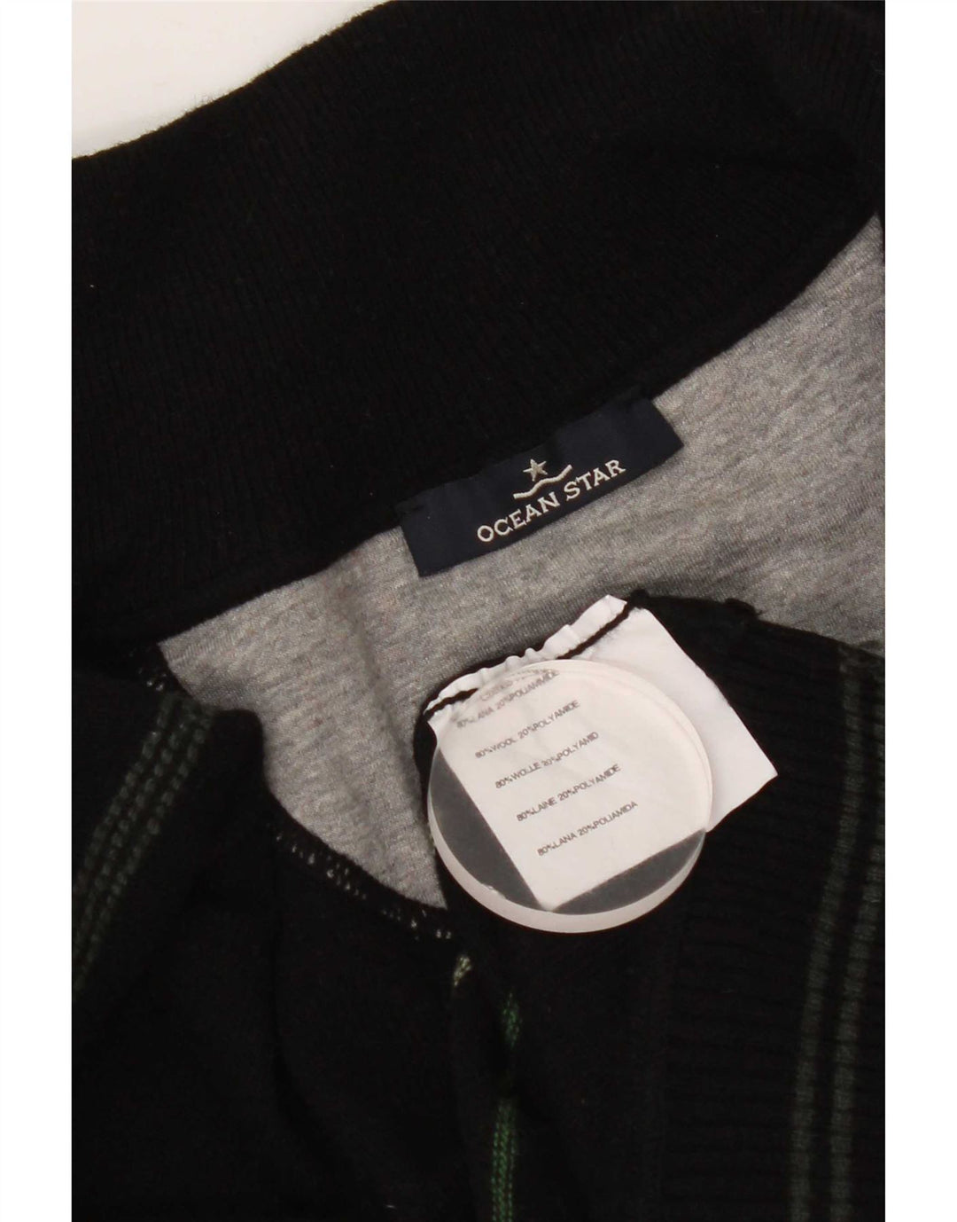 Pulover cardigan pentru bărbați Ocean Star, lână cu dungi negre medii