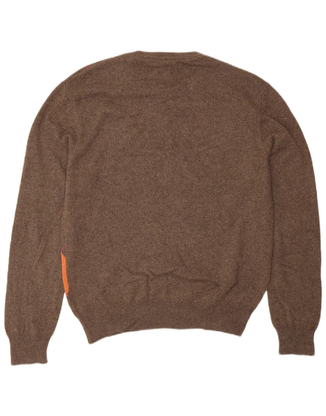 Pulover VINTAGE pentru bărbați cu gât roșu IT 48 Small Brown Argyle/Diamond