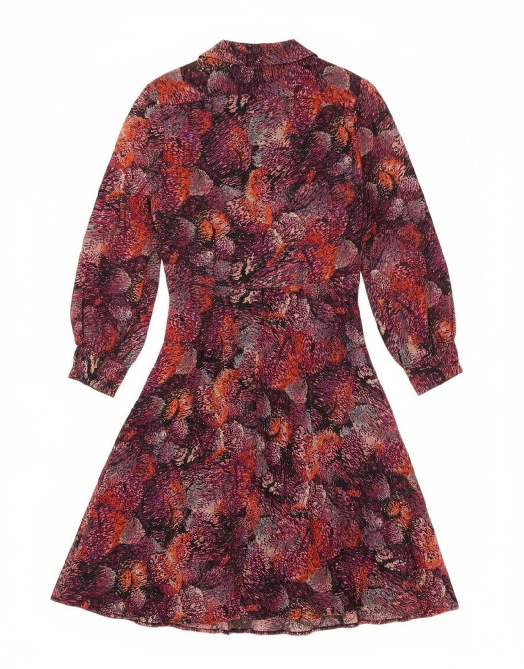Rochie cămașă vintage pentru femei cu model abstract EU 40 Burgundy mediu
