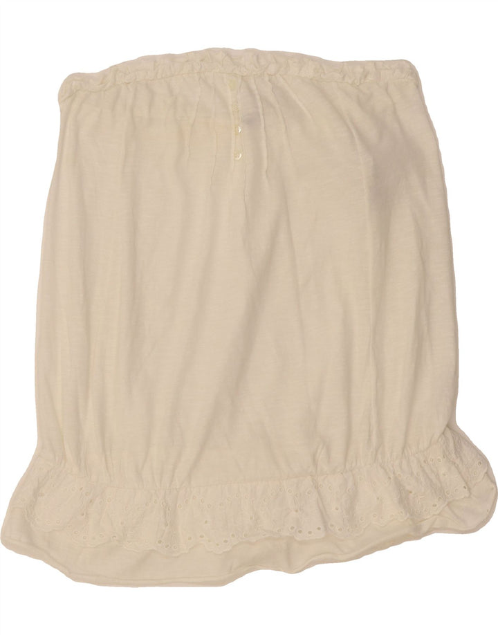 BENETTON Womens Crop Strapless Top UK 4 XS White Cotton Vintage Benetton and Second-Hand Benetton from Messina Hembry 