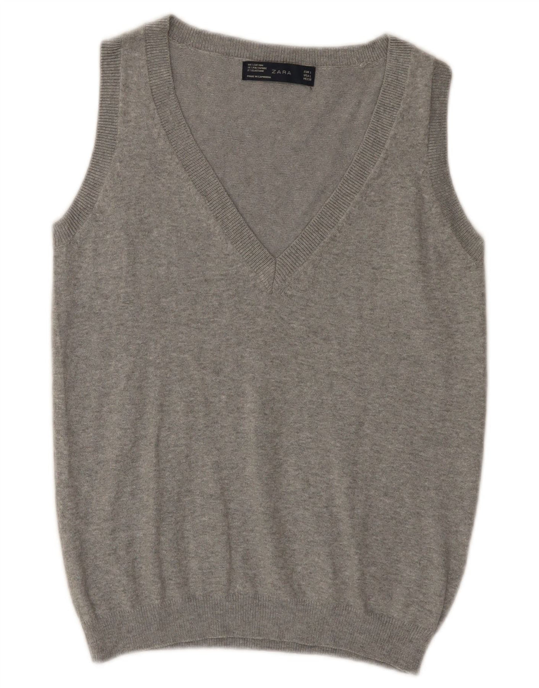 Zara femei Crop Vest Tank Top UK 14 mare bumbac gri