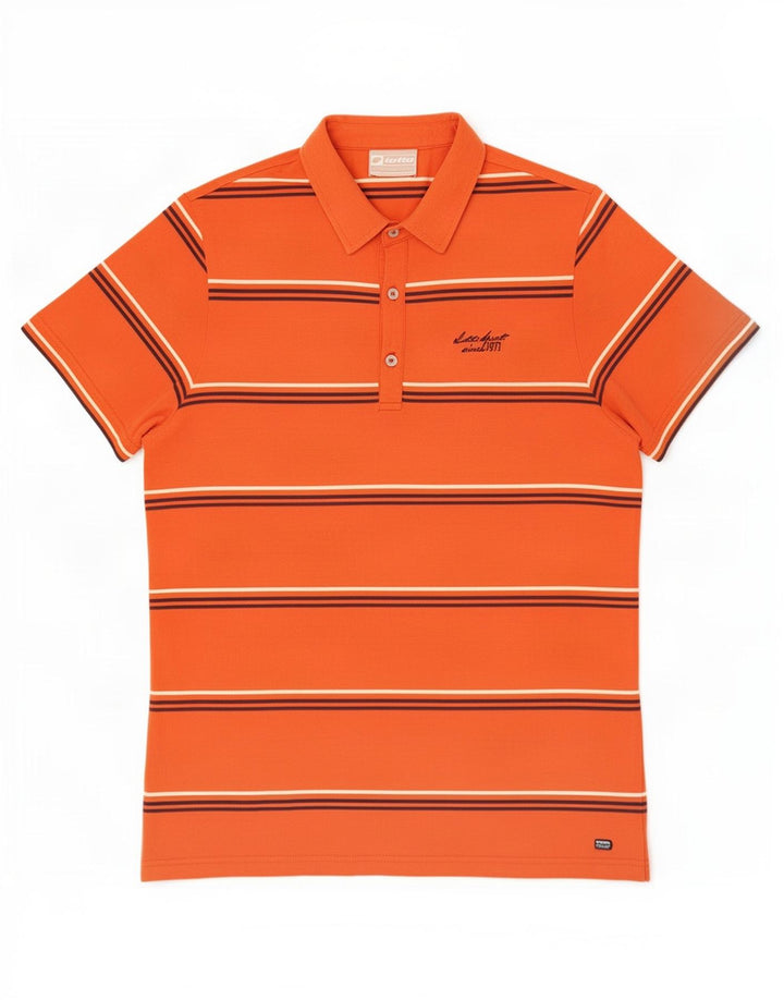 Tricou polo pentru bărbați Lotto în dungi mari portocalii