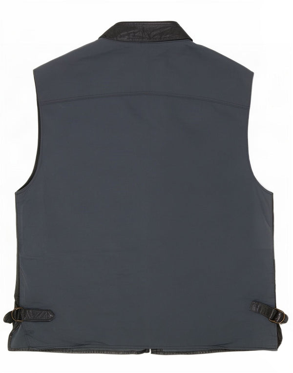 Gilet din piele vintage pentru bărbați UK 38 Medium Black