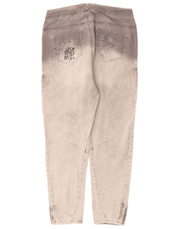 DESIGUAL Blugi crop subțiri pentru femei, mari W34 L26, bumbac gri Tie Dye