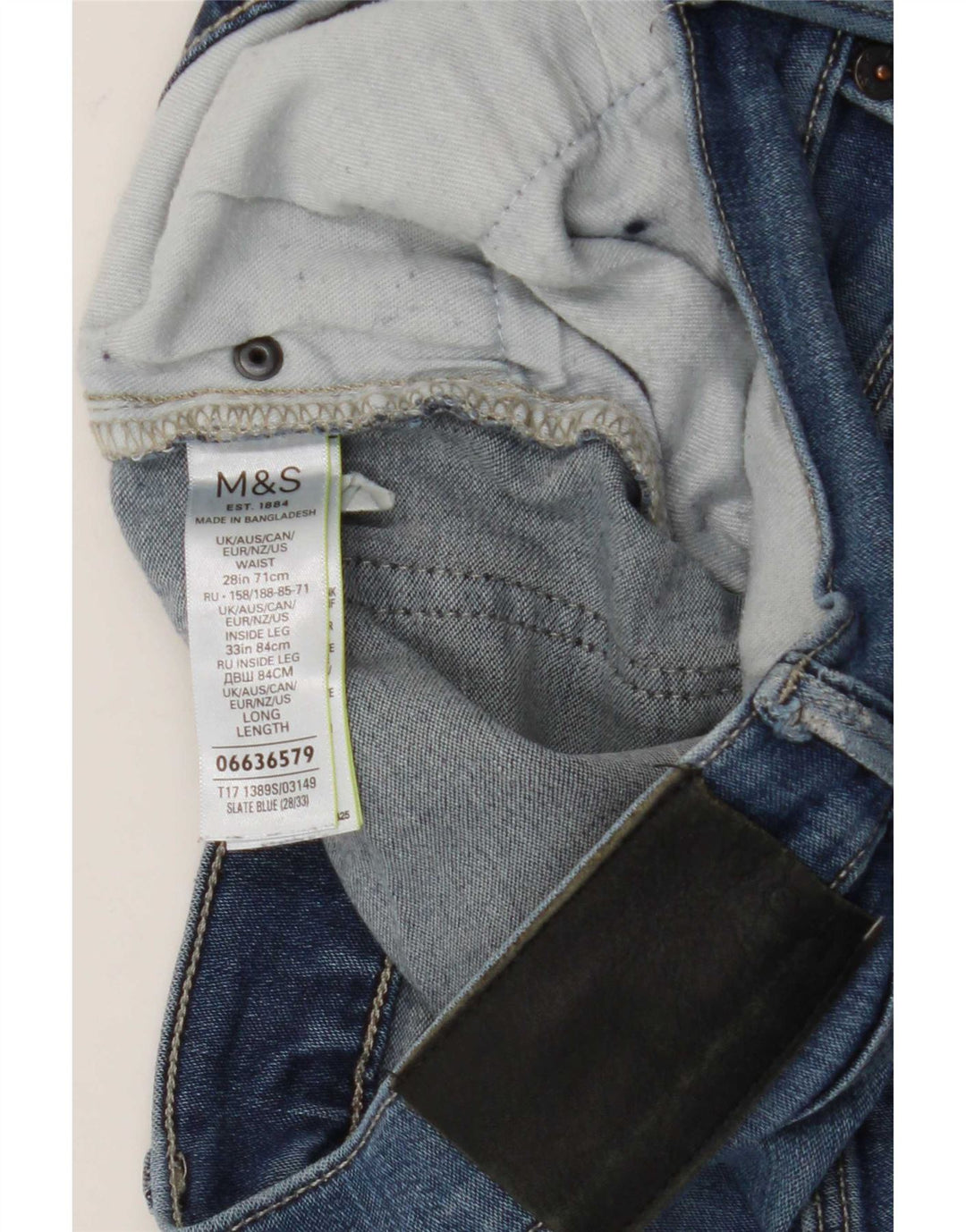 Blugi slim pentru bărbați Marks & Spencer Distressed Slim W28 L33 Blue Bumbac