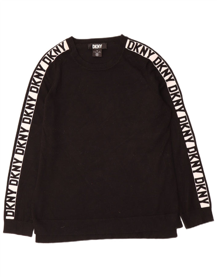 Dkny Pulover cu grafic pentru femei UK 12 Medium Black Viscose