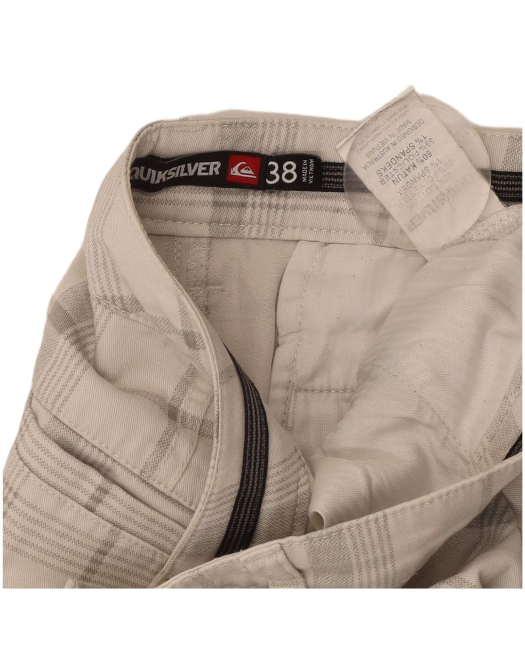 Pantaloni scurți chino QUIKSILVER pentru bărbați W38 XL, bumbac cu carouri albe